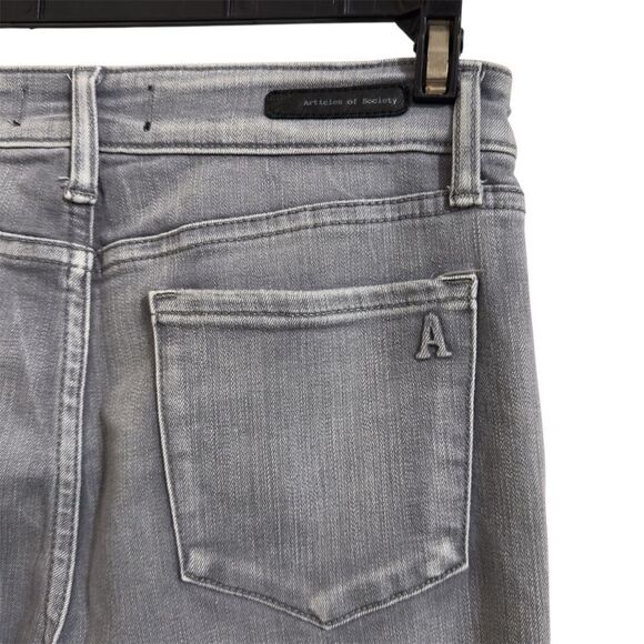 ARTICLES OF SOCIETY LONDON HIGH RISE CROP DODGEVILLE PANTS JEANS 26 GRAY - Picture 7 of 14
